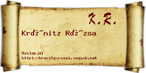 Kránitz Rózsa névjegykártya
